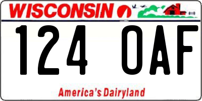 WI license plate 124OAF