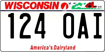 WI license plate 124OAI