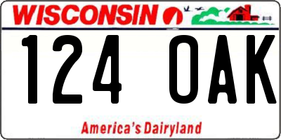 WI license plate 124OAK