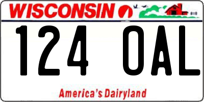 WI license plate 124OAL