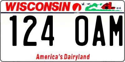 WI license plate 124OAM