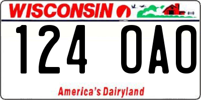 WI license plate 124OAO