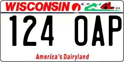 WI license plate 124OAP