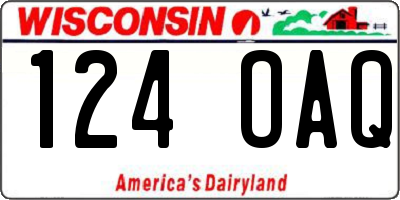 WI license plate 124OAQ