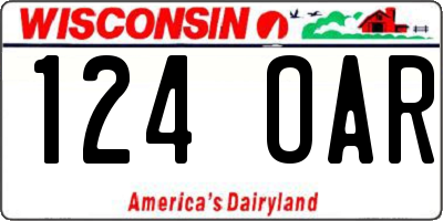 WI license plate 124OAR