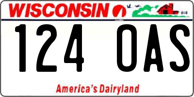 WI license plate 124OAS