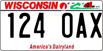 WI license plate 124OAX