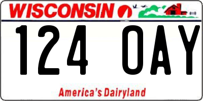 WI license plate 124OAY