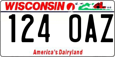 WI license plate 124OAZ