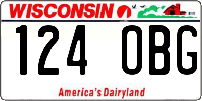 WI license plate 124OBG