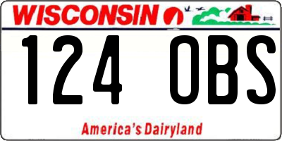 WI license plate 124OBS