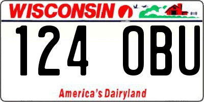 WI license plate 124OBU