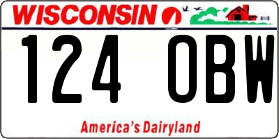 WI license plate 124OBW
