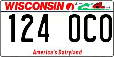 WI license plate 124OCO