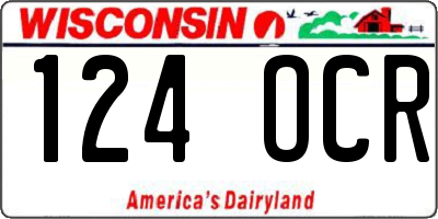 WI license plate 124OCR