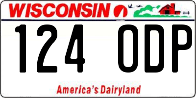 WI license plate 124ODP
