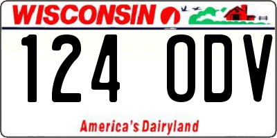 WI license plate 124ODV