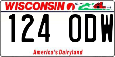 WI license plate 124ODW