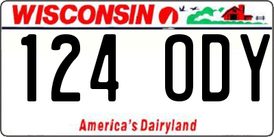 WI license plate 124ODY