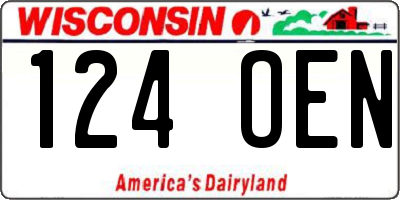 WI license plate 124OEN