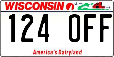 WI license plate 124OFF