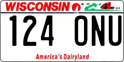 WI license plate 124ONU