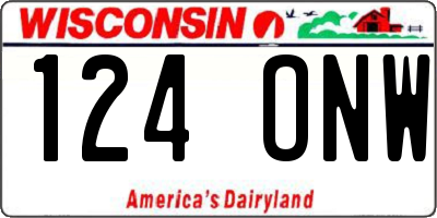 WI license plate 124ONW