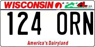 WI license plate 124ORN