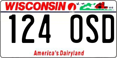 WI license plate 124OSD