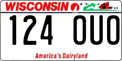 WI license plate 124OUO
