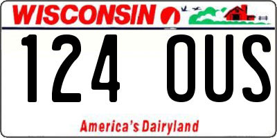 WI license plate 124OUS