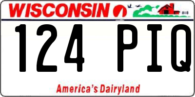 WI license plate 124PIQ