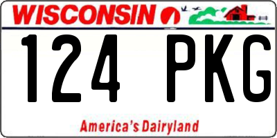 WI license plate 124PKG