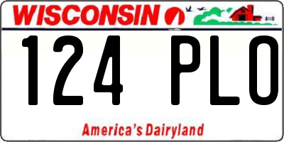 WI license plate 124PLO
