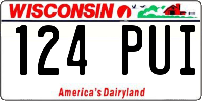 WI license plate 124PUI