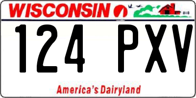 WI license plate 124PXV