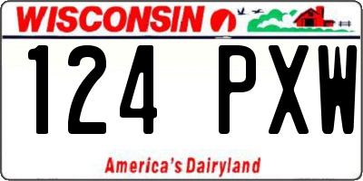 WI license plate 124PXW