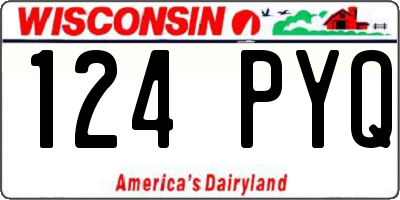 WI license plate 124PYQ