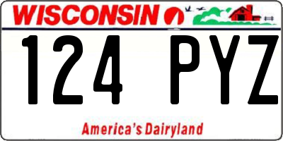 WI license plate 124PYZ