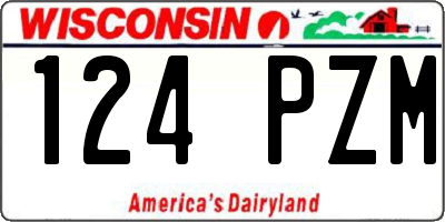 WI license plate 124PZM
