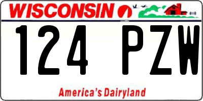 WI license plate 124PZW