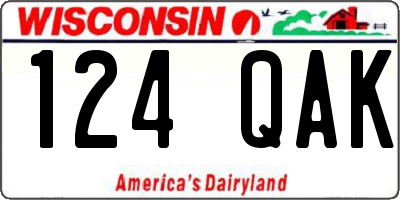 WI license plate 124QAK