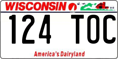 WI license plate 124TOC