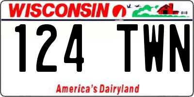 WI license plate 124TWN