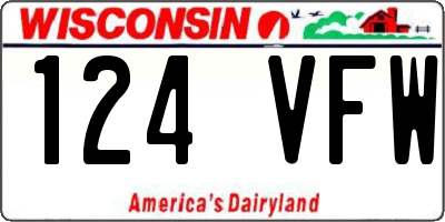 WI license plate 124VFW
