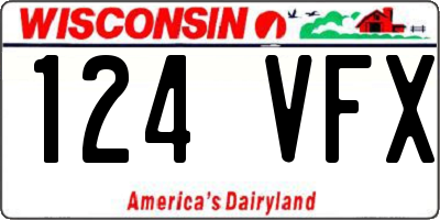 WI license plate 124VFX