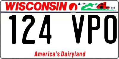 WI license plate 124VPO