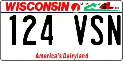 WI license plate 124VSN