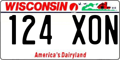 WI license plate 124XON