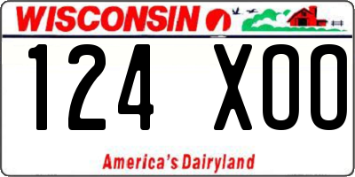 WI license plate 124XOO
